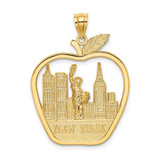 Image of 14K Yellow Gold NEW YORK Apple w/New York Skyline and Statue of Liberty Pendant