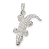 Image of De-Ani Sterling Silver Rhodium-Plated Polished 3D Alligator Pendant