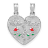 Image of 14k White Gold Enameled MOTHER - DAUGHTER Break-apart Pendant