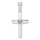 Image of 10k White Gold .01ctw Diamond Heart Cross Pendant