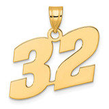 Image of 14k White Gold Polished Block Number 32 Pendant