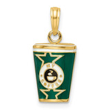 Image of 14K Yellow Gold 3-D Enameled Coffee Cup Pendant