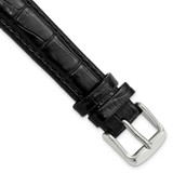 Image of DeBeer 16mm Long Black Crocodile-Style Chrono Silver-tone Buckle Watch Band