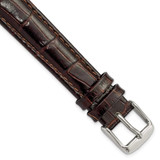 Image of DeBeer 16mm Long Dark Brown Crocodile-Style Chrono Silver-tone Buckle Watch Band