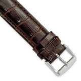 Image of DeBeer 19mm Long Dark Brown Crocodile-Style Grain Chrono Silver-tone Buckle Watch Band