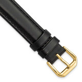 Image of DeBeer 15mm Black Italian Leather Gold-tone Buckle Watch Band