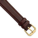 Image of DeBeer 15mm Dark Brown Italian Leather Gold-tone Buckle Watch Band