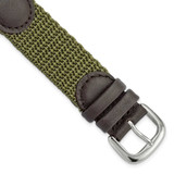 Image of DeBeer 18mm Olive Army Style Nylon/Leather Steel Buckle Watch Band