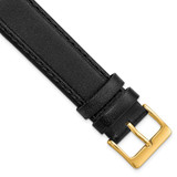 Image of DeBeer 19mm Black Genuine Calf Leather Gold-tone Buckle Watch Band
