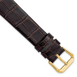 Image of DeBeer 18mm Dark Brown Flat Alligator-Style Grain Leather Gold-tone Buckle Watch Band