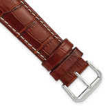 Image of DeBeer 18mm Havana Crocodile-Style Grain with White Stitching Silver-tone Buckle Band