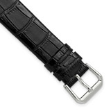 Image of DeBeer 14mm Black Flat Alligator-Style Grain Leather Silver-tone Buckle Watch Band