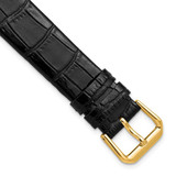 Image of DeBeer 16mm Black Flat Alligator-Style Grain Leather Gold-tone Buckle Watch Band