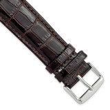 Image of DeBeer 22mm Short Dark Brown Crocodile-Style Grain Chrono Silver-tone Buckle Watch Band