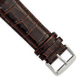 Image of DeBeer 24mm Short Dark Brown Crocodile-Style Grain Chrono Silver-tone Buckle Watch Band
