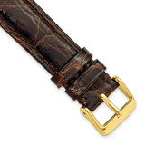 Image of DeBeer 18mm Long Brown Genuine Caiman Gold-tone Buckle Watch Band
