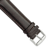 Image of DeBeer 20mm Long Dark Brown Leather Chrono Silver-tone Buckle Watch Band