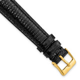Image of DeBeer 12mm Long Black Genuine Lizard Gold-tone Buckle Watch Band