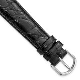 Image of DeBeer 19mm Long Genuine Caiman Black Silver-tone Watch Band (19x16)