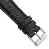 Image of DeBeer 19mm Short Black Genuine Lizard Silver-tone Buckle Watch Band