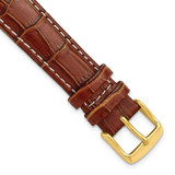 Image of DeBeer 16mm Havana Crocodile-Style Grain Chrono White Stitch Gold-tone Buckle Watch Band