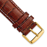 Image of DeBeer 24mm Havana Crocodile-Style Grain Chrono White Stitch Gold-tone Buckle Watch Band