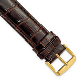 Image of DeBeer 19mm Long Dark Brown Crocodile-Style Grain Chrono Gold-tone Buckle Watch Band