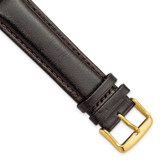 Image of DeBeer 20mm Long Dark Brown Leather Chrono Gold-tone Buckle Watch Band