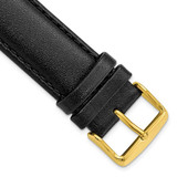 Image of DeBeer 20mm Long Black Leather Chrono Gold-tone Buckle Watch Band