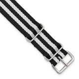 Image of DeBeer 18mm Black w/White Stripe Military G10 Nylon Silver-tone Buckle Watch Band