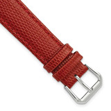 Image of DeBeer 17mm Lizard-Style Grain Red Silver-tone Buckle Watch Band