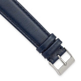 Image of DeBeer 12mm Smooth Leather Navy Silver-tone Buckle Watch Band