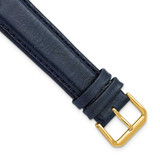 Image of DeBeer 19mm Smooth Leather Navy Gold-Tone Buckle Watch Band