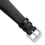 Image of DeBeer 18mm Genuine Louisiana Alligator Flat Black Silver-tone Buckle Watch Band