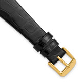 Image of DeBeer 19mm Genuine Louisiana Alligator Flat Black Gold-tone Buckle Watch Band