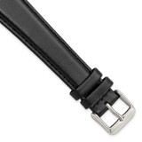 Image of Gilden Long 20mm Black Oilskin Leather w/Silver-tone Buckle Watch Band