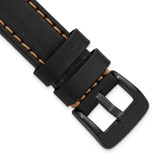 Image of Gilden 22mm Black w/Caramel Stitching Black Buckle Sport Calfskin Watch Band