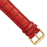 Image of DeBeer 22mm Long Red Crocodile-Style Grain Chrono Gold-tone Buckle Watch Band
