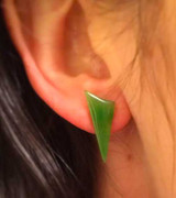 Image of 21mm Triangle Shaped Genuine Nephrite Jade Earrings w/ Sterling Silver Posts