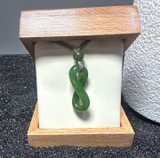 26mm Natural Untreated Nephrite Jade Infinity Twist Pendant on Cord