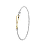 Image of Charles Garnier 6.75" Two-Tone Sterling Silver Classic Mesh Triangular Station CZ Bangle Bracelet