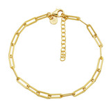 Image of Charles Garnier 6.75"+1.25" 3mm Gold-plated Sterling Silver Paperclip Chain Bracelet