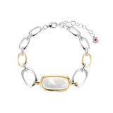 Image of ELLE 6.5"+1.5" Sterling Silver "Allure" Two-Tone Mother-of-Pearl Bracelet