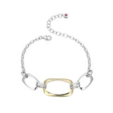 Image of ELLE 6.5"+1.5" Sterling Silver "Allure" Two-Tone Oval Rolo Chain Bracelet