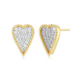 Image of ELLE Sterling Silver "Long Love" Two-Tone CZ Heart Stud Earrings