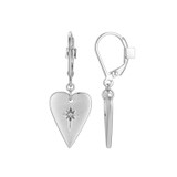 Image of ELLE Sterling Silver "Long Love" CZ Heart Drop Earrings