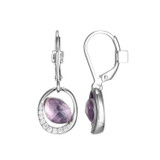 Image of ELLE Sterling Silver "Treasure" Doublet Amethyst w/ CZ Lever Back Drop Earrings