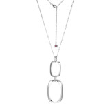 Image of ELLE 28"+2" Sterling Silver "Allure" Geometic Pendant Chain Necklace
