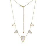 Image of ELLE 17"+3" Sterling Silver "Long Love" Two-Tone Mother-of-Pearl & CZ Necklace