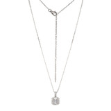 Image of ELLE 17"+3" Sterling Silver "Radiance" Cable Chain Necklace w/ Cushion-cut Clear CZ Halo Pendant